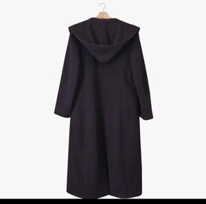 Jones New York Vtg 100% Wool Hooded Black Maxi Coat Made in USA 10